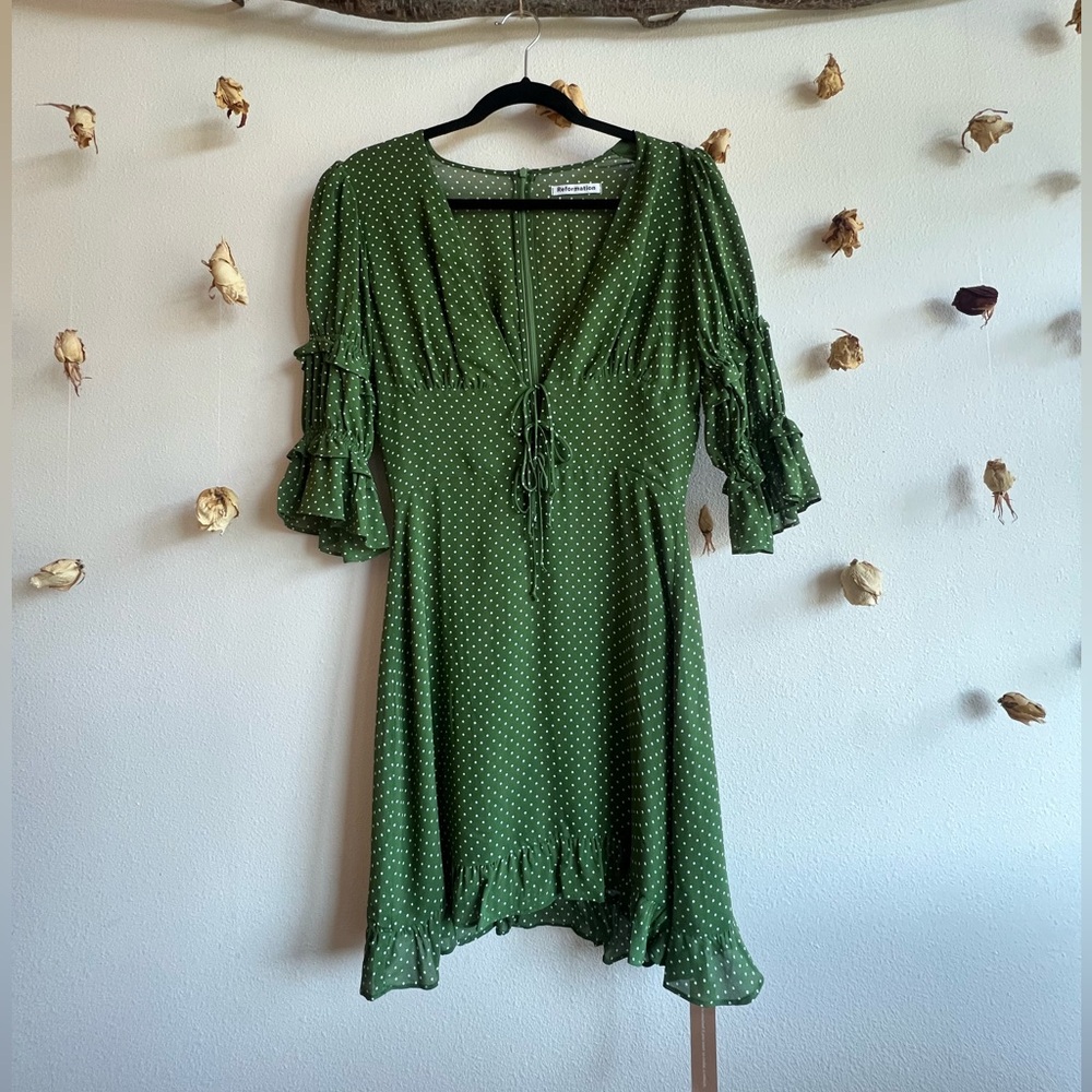 Green Polka Dot Reformation Dress